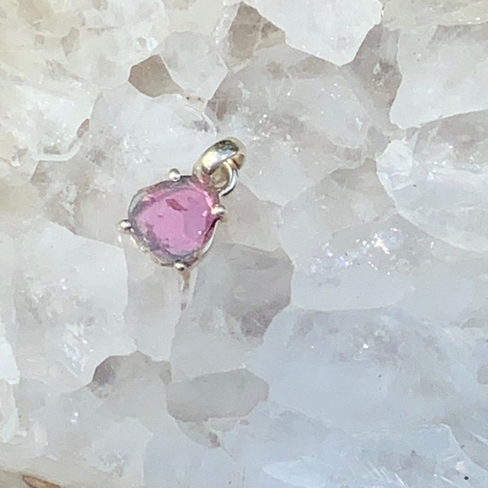 Natural Watermelon Tourmaline Slice 925 Sterling Silver Pendant